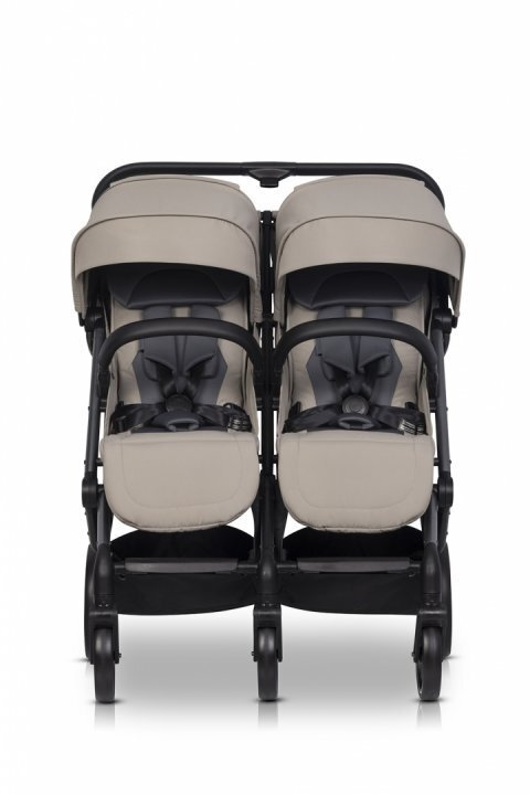 easyGO Carucior pentru gemeni Echo ultrapliabil cu suspensii spatar si suport picioare reglabile usor si manevrabil omologat EN1888 accesorii incluse Savana Beige