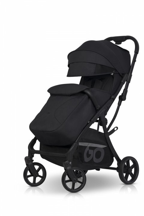 easyGO Carucior sport pentru copii dual fold Faro certificat pana la 22 kg accesorii si geanta transport incluse Ebony Black