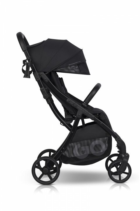 easyGO Carucior sport pentru copii dual fold Faro certificat pana la 22 kg accesorii si geanta transport incluse Ebony Black