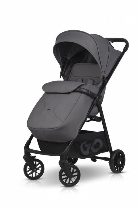 easyGO Carucior sport pliabil cu o singura mana Simple Cloudy Gray copertina XXL husa picioruse suspensii pana la 22 kg