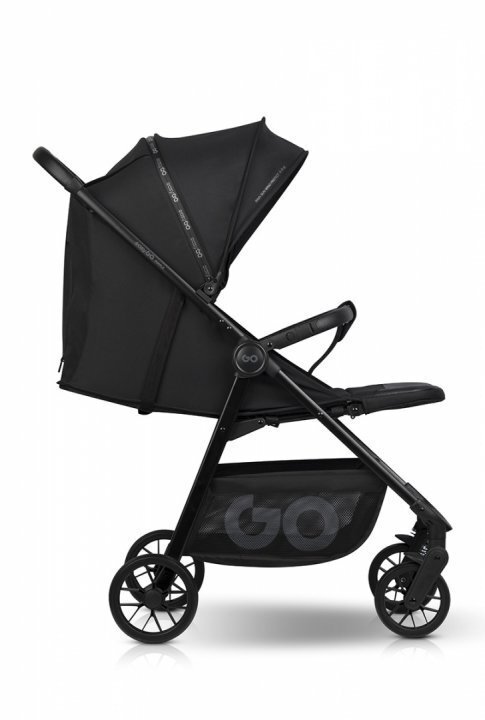 easyGO Carucior sport pliabil cu o singura mana Simple Ebony Black copertina XXL husa picioruse suspensii pana la 22 kg