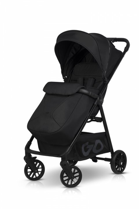 easyGO Carucior sport pliabil cu o singura mana Simple Ebony Black copertina XXL husa picioruse suspensii pana la 22 kg