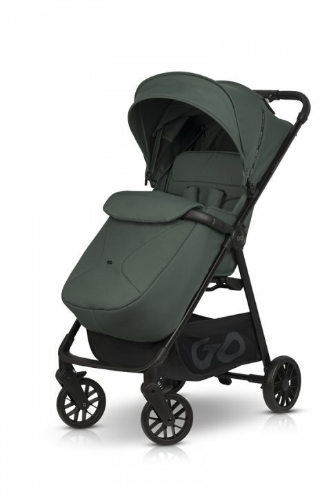 easyGO Carucior sport pliabil cu o singura mana Simple Sage Green copertina XXL husa picioruse suspensii pana la 22 kg