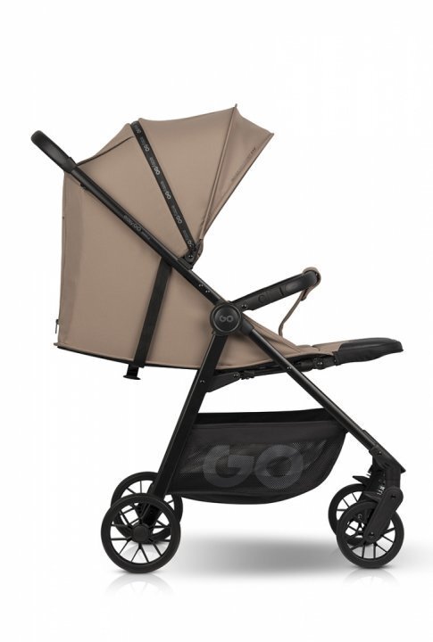 easyGO Carucior sport pliabil cu o singura mana Simple Savana Beige copertina XXL husa picioruse suspensii pana la 22 kg
