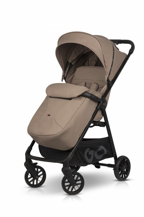 easyGO Carucior sport pliabil cu o singura mana Simple Savana Beige copertina XXL husa picioruse suspensii pana la 22 kg