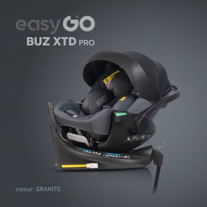 easyGO Set scoica auto reclinabila si baza isofix rotativa Buz XTD Pro Granito i-Size omologat R129 pentru copii de 40-87 cm