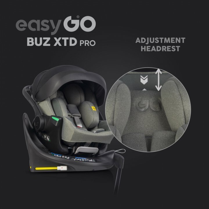 easyGO Set scoica auto reclinabila si baza isofix rotativa Buz XTD Pro Greener i-Size omologat R129 pentru copii de 40-87 cm
