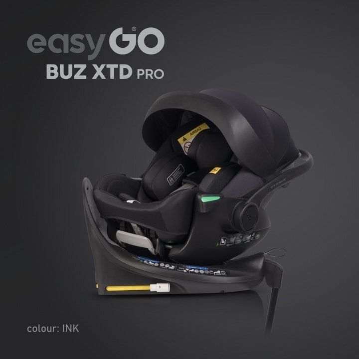 easyGO Set scoica auto reclinabila si baza isofix rotativa Buz XTD Pro Ink i-Size omologat R129 pentru copii de 40-87 cm
