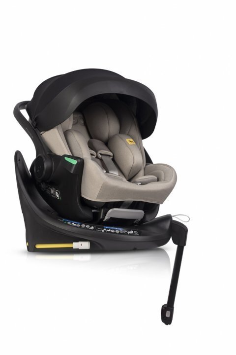 easyGO Set scoica auto reclinabila si baza isofix rotativa Buz XTD Pro Taupe i-Size omologat R129 pentru copii de 40-87 cm