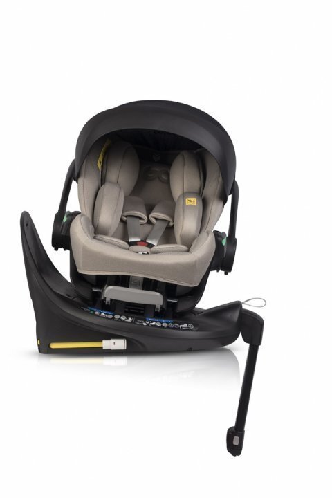 easyGO Set scoica auto reclinabila si baza isofix rotativa Buz XTD Pro Taupe i-Size omologat R129 pentru copii de 40-87 cm