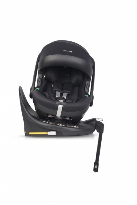 easyGO Set scoica auto si baza isofix rotativa Buz Pro i-Size omologat R129 cu tetiera reglabila in inaltime copertina ajustabila pentru copii intre 40-87 cm sau 0-13 kg Ink