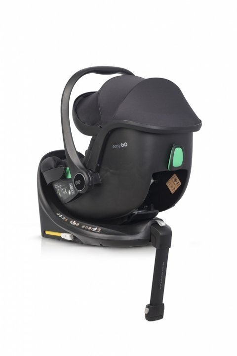 easyGO Set scoica auto si baza isofix rotativa Buz Pro i-Size omologat R129 cu tetiera reglabila in inaltime copertina ajustabila pentru copii intre 40-87 cm sau 0-13 kg Ink
