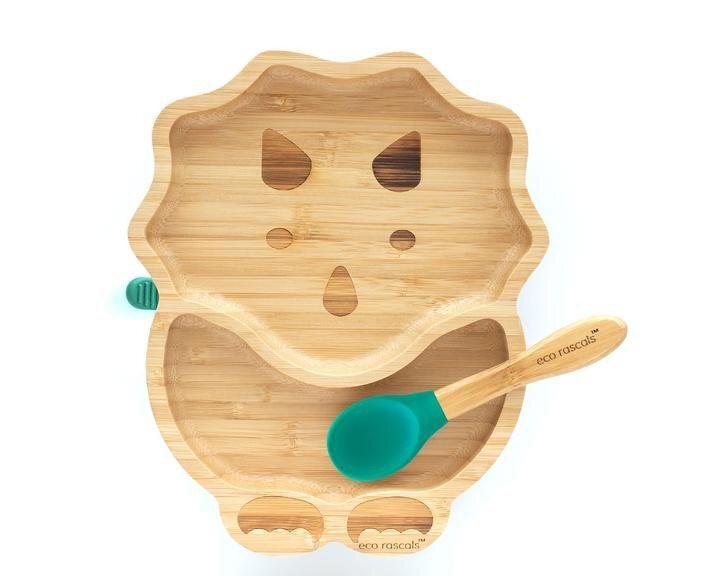 Eco Rascals Farfuria din bambus Dinozaur verde
