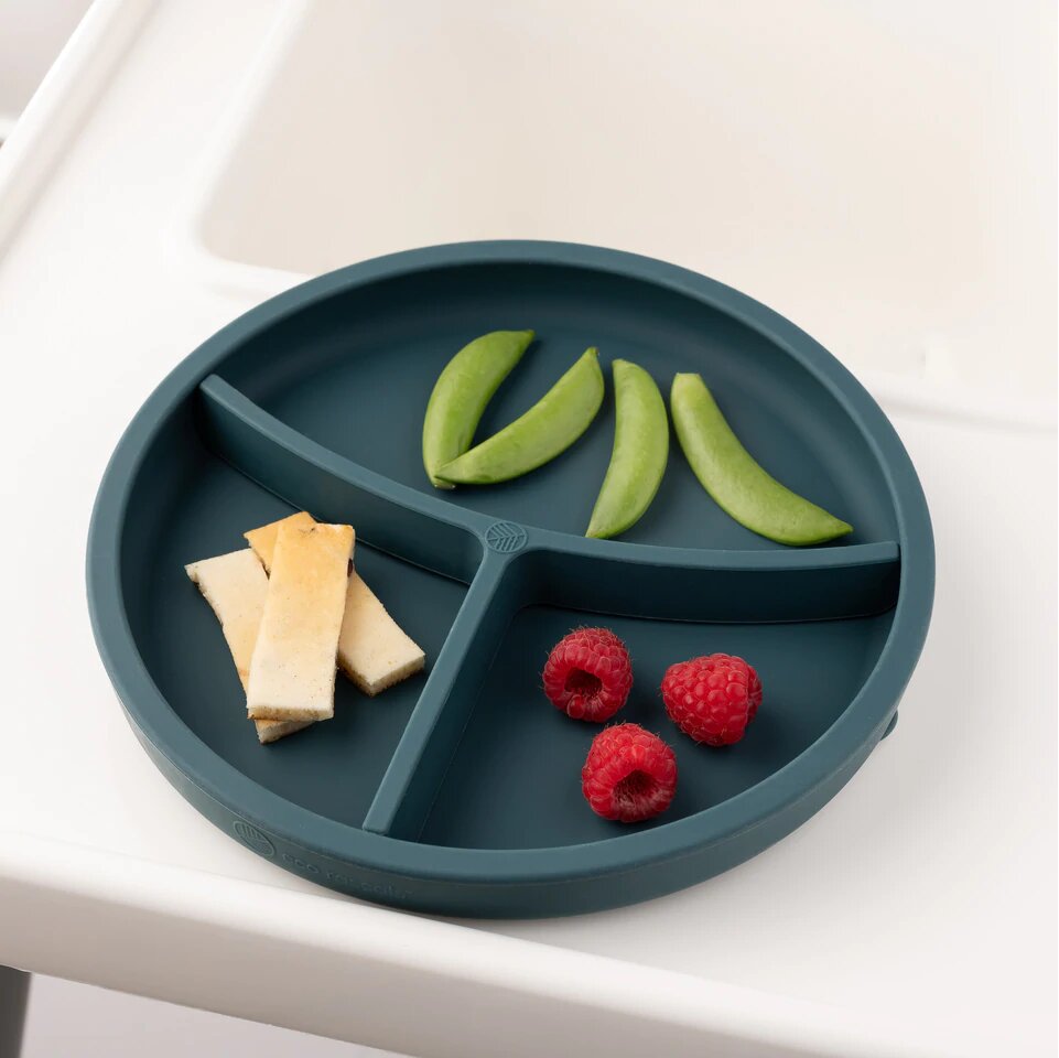 Eco Rascals Farfurie din silicon cu separator teal Ecorascals