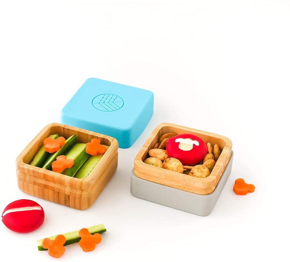 Eco Rascals Set 2 caserole pentru gustari din bambus albastru si gri