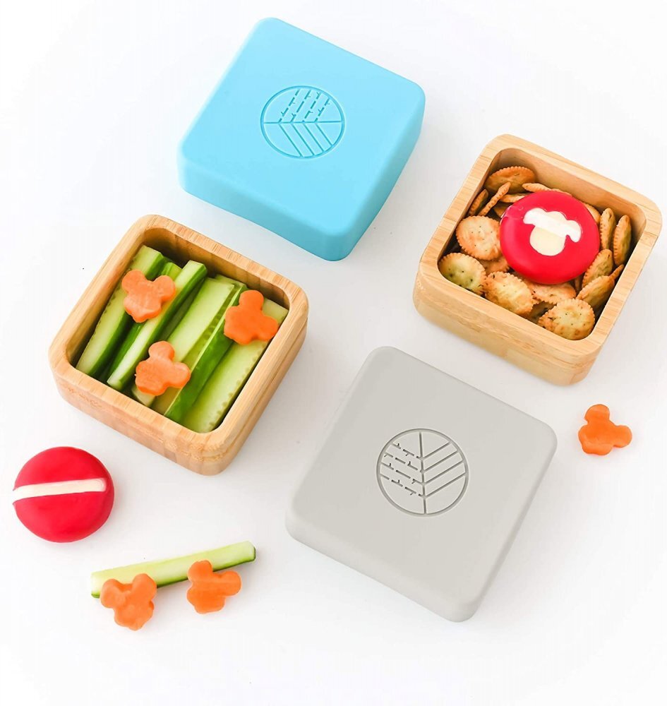 Eco Rascals Set 2 caserole pentru gustari din bambus albastru si gri