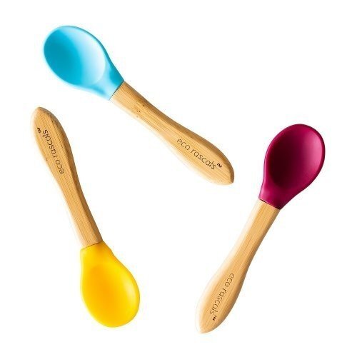 Eco Rascals Set 3 lingurite bambus albastru rosugalben