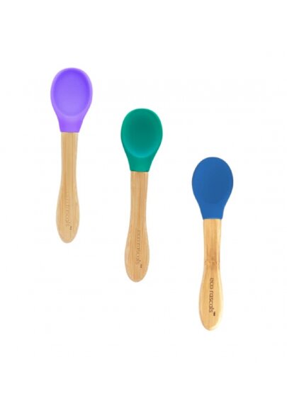 Eco Rascals Set 3 lingurite bambus mov verde albastru