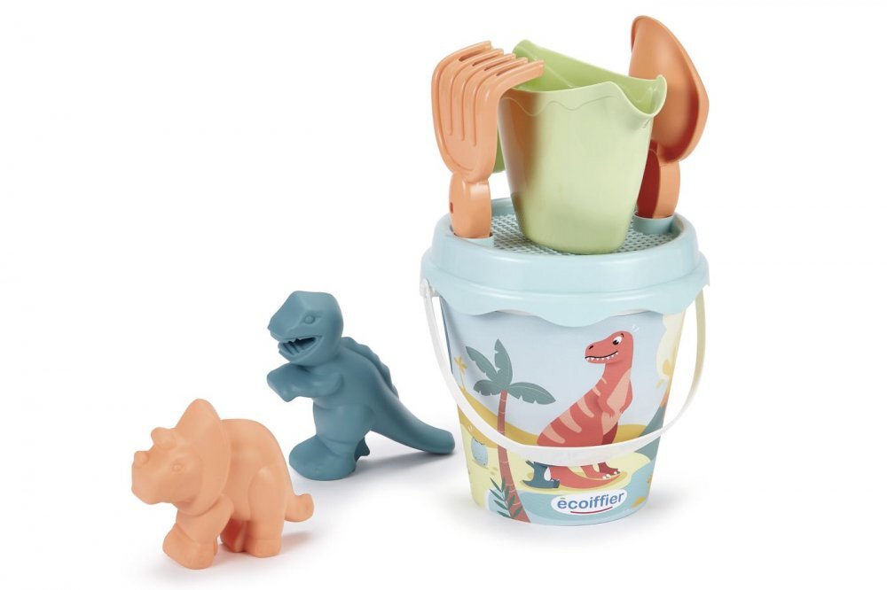 Ecoiffier Set galeata dino cu 2 forme de nisip 17 cm