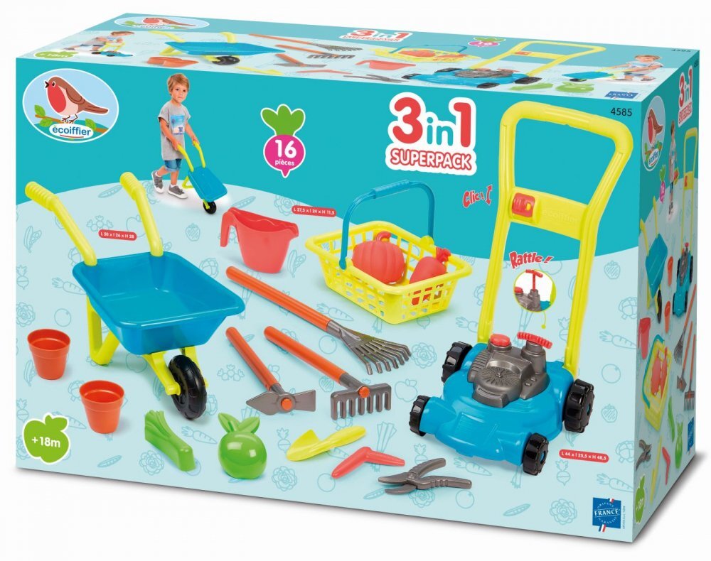 Ecoiffier Set roaba cu masina de tuns iarba