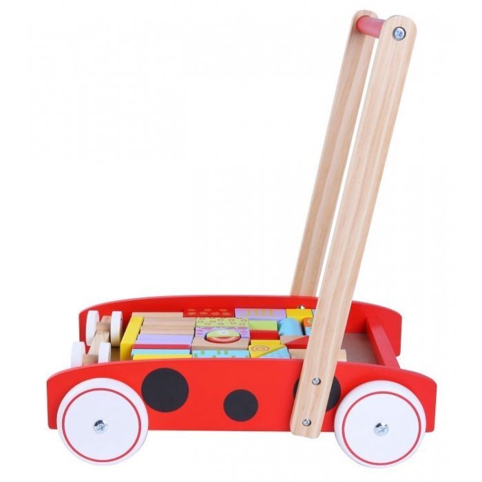 Ecotoys Antemergator din lemn + 40 de cuburi 2112 Buburuza