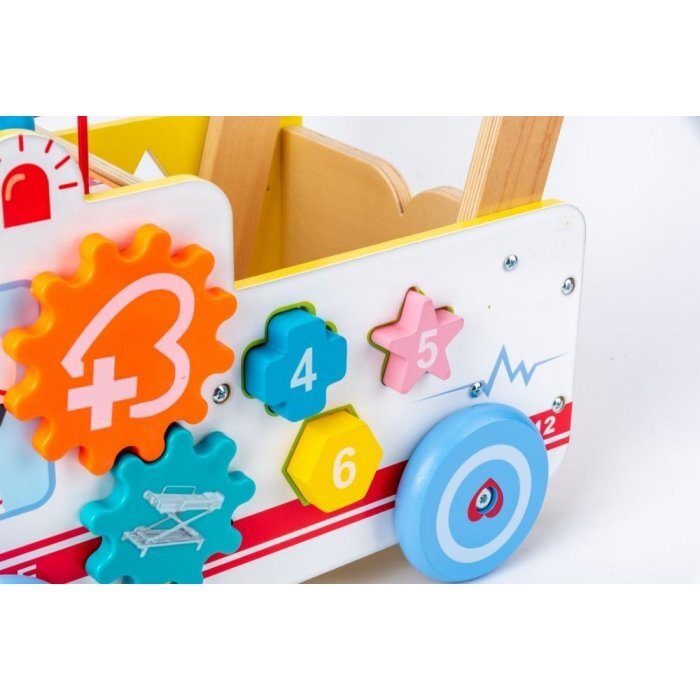 Ecotoys Antemergator educational din lemn 2 in 1 Ambulanta HM015524