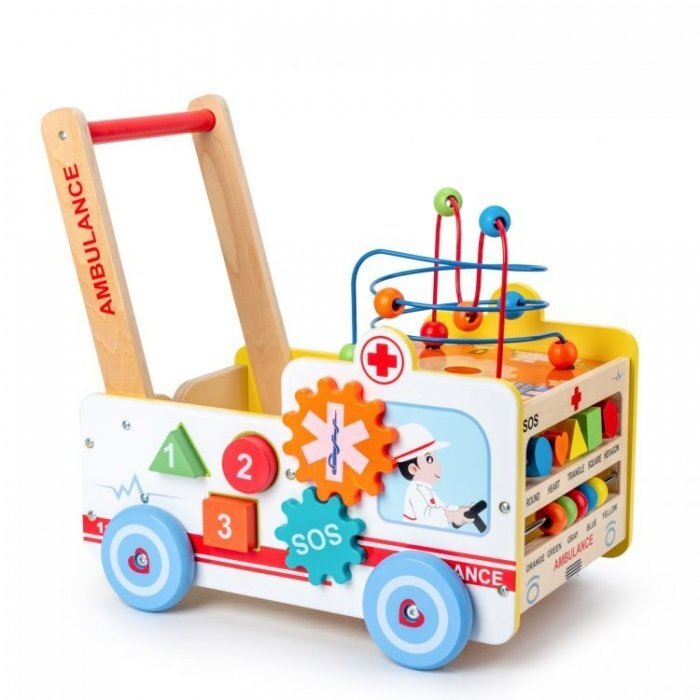 Ecotoys Antemergator educational din lemn 2 in 1 Ambulanta HM015524