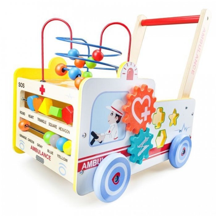 Ecotoys Antemergator educational din lemn 2 in 1 Ambulanta HM015524