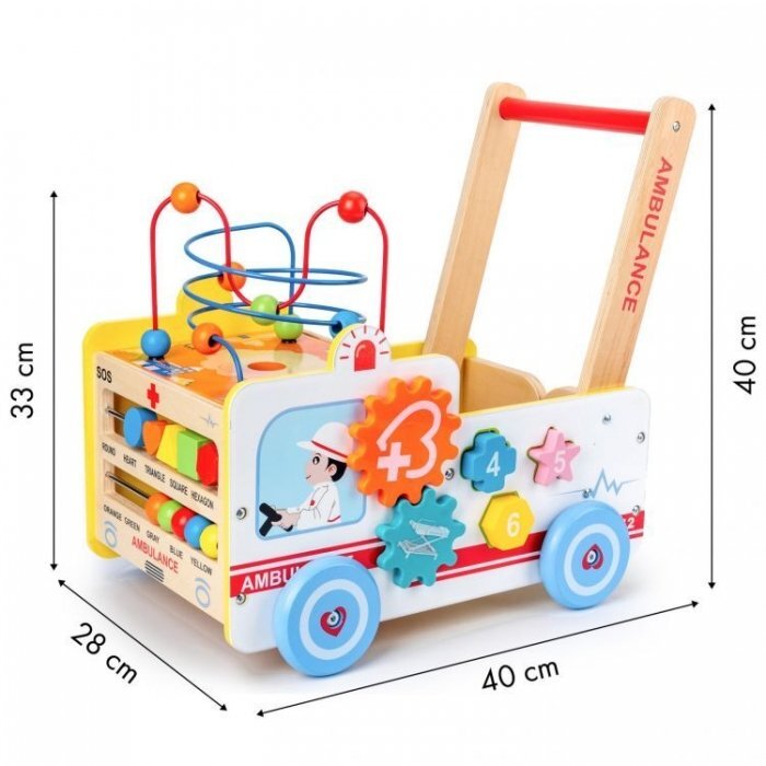Ecotoys Antemergator educational din lemn 2 in 1 Ambulanta HM015524