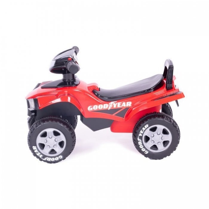 Ecotoys Atv pentru copii fara pedale Goodyear 551-G Rosu volan interactiv cu sunete spatiu de depozitare greutate admisa 25 kg