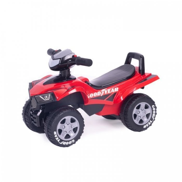Ecotoys Atv pentru copii fara pedale Goodyear 551-G Rosu volan interactiv cu sunete spatiu de depozitare greutate admisa 25 kg