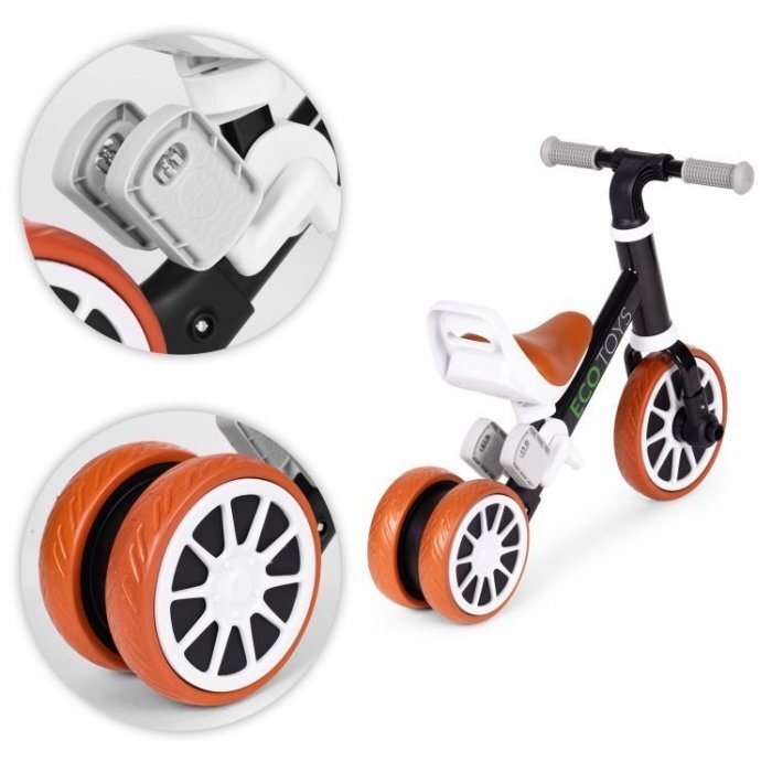 Ecotoys Bicicleta 2 in 1 cu pedale detasabile 2 ani+ Negru greutate admisa 30 kg