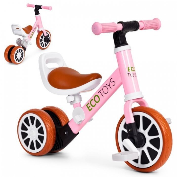 Ecotoys Bicicleta 2 in 1 cu pedale detasabile 2 ani+ Roz greutate admisa 30 kg