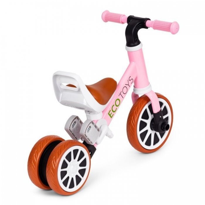 Ecotoys Bicicleta 2 in 1 cu pedale detasabile 2 ani+ Roz greutate admisa 30 kg