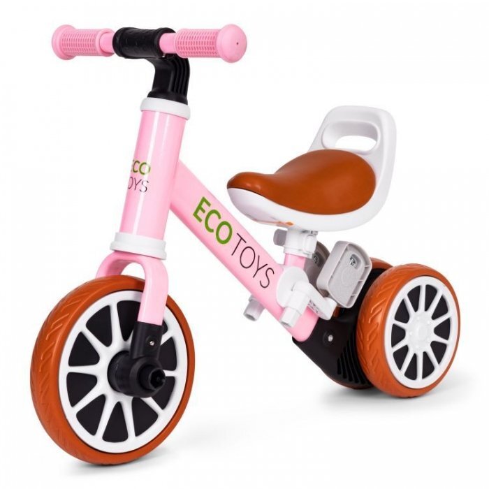 Ecotoys Bicicleta 2 in 1 cu pedale detasabile 2 ani+ Roz greutate admisa 30 kg