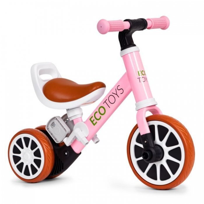 Ecotoys Bicicleta 2 in 1 cu pedale detasabile 2 ani+ Roz greutate admisa 30 kg