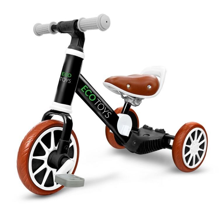 Ecotoys Bicicleta copii cu pedale detasabile LC-V1307 negru scaun ajustabil de la 29-33 cm roti din spuma EVA de la 2 ani pana la 20 kg