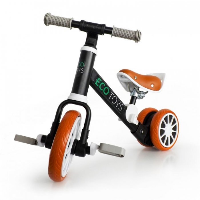 Ecotoys Bicicleta copii cu pedale detasabile LC-V1307 negru scaun ajustabil de la 29-33 cm roti din spuma EVA de la 2 ani pana la 20 kg