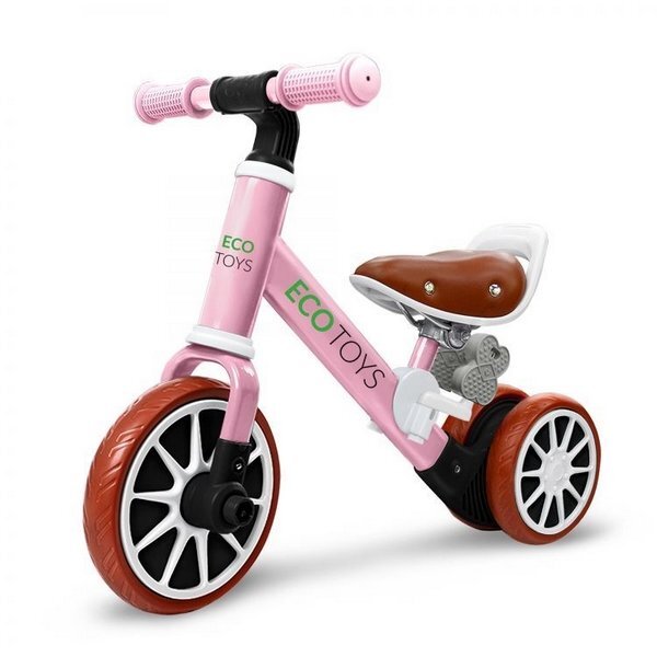 Ecotoys Bicicleta copii cu pedale detasabile LC-V1307 roz scaun ajustabil de la 29-33 cm roti din spuma EVA de la 2 ani pana la 20 kg