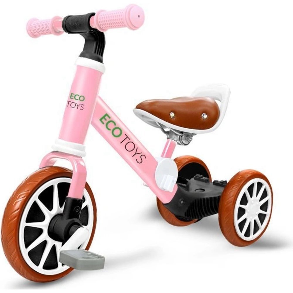 Ecotoys Bicicleta copii cu pedale detasabile LC-V1307 roz scaun ajustabil de la 29-33 cm roti din spuma EVA de la 2 ani pana la 20 kg