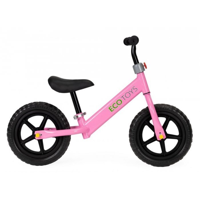 Ecotoys Bicicleta copii fara pedale JM 763 Roz cu roti din spuma eva scaun reglabil pe inaltime 28-38 cm de la sol la sa de la 3 ani