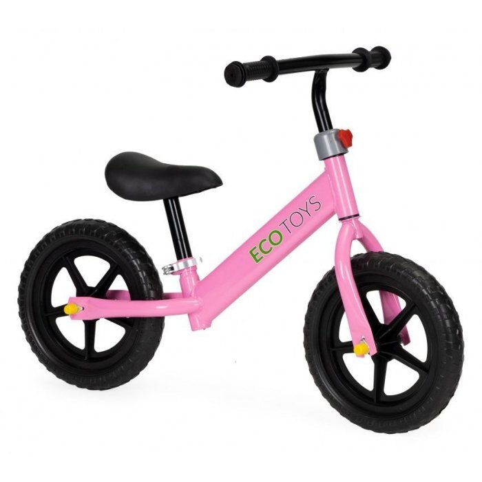 Ecotoys Bicicleta copii fara pedale JM 763 Roz cu roti din spuma eva scaun reglabil pe inaltime 28-38 cm de la sol la sa de la 3 ani