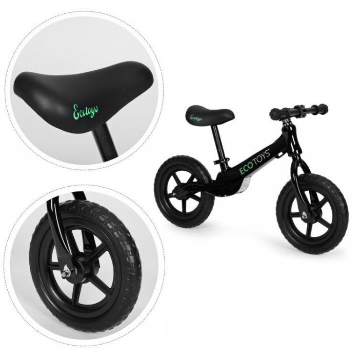 Ecotoys Bicicleta fara pedale cu roti din spuma EVA YM-BB-17 negru