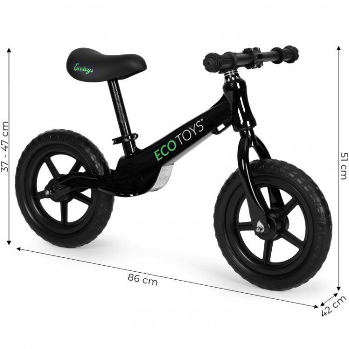 Ecotoys Bicicleta fara pedale cu roti din spuma EVA YM-BB-17 negru