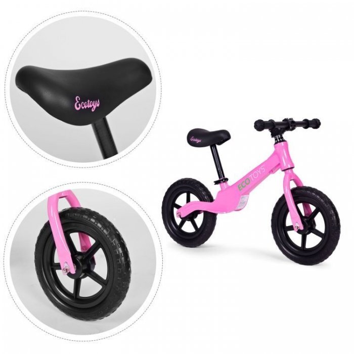 Ecotoys Bicicleta fara pedale cu roti din spuma EVA YM-BB-17 roz