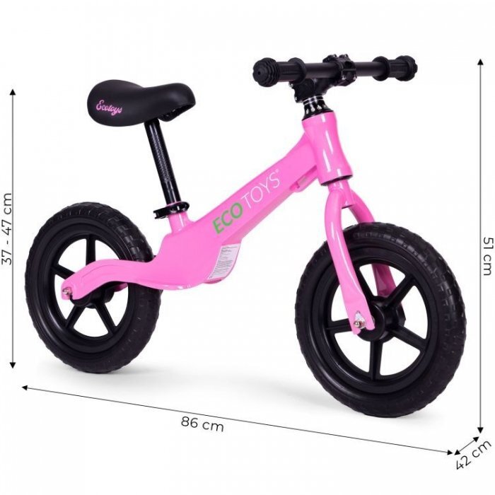 Ecotoys Bicicleta fara pedale cu roti din spuma EVA YM-BB-17 roz