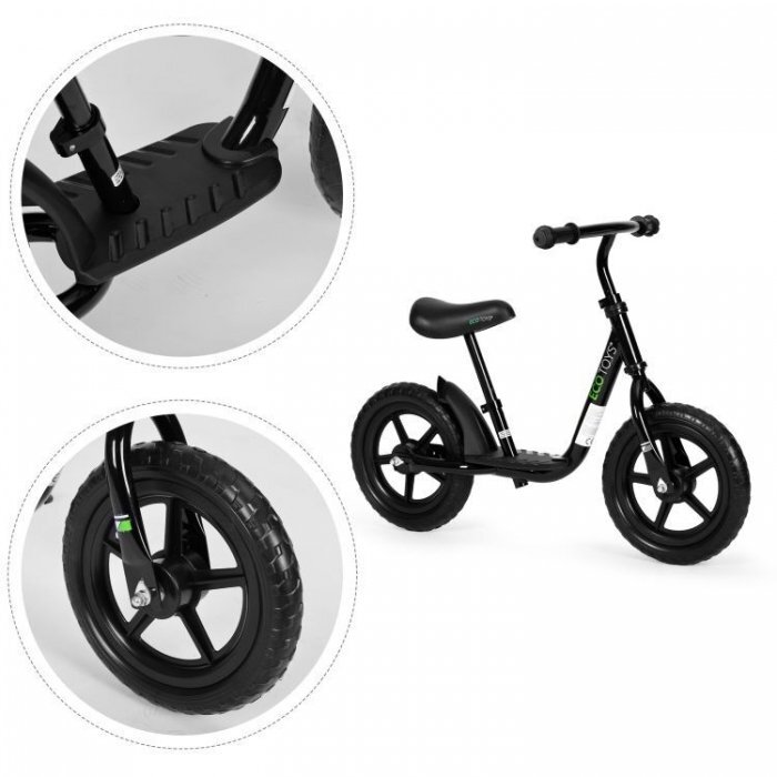 Ecotoys Bicicleta fara pedale EVA JT-BB-05 cu platforma si roti din spuma negru