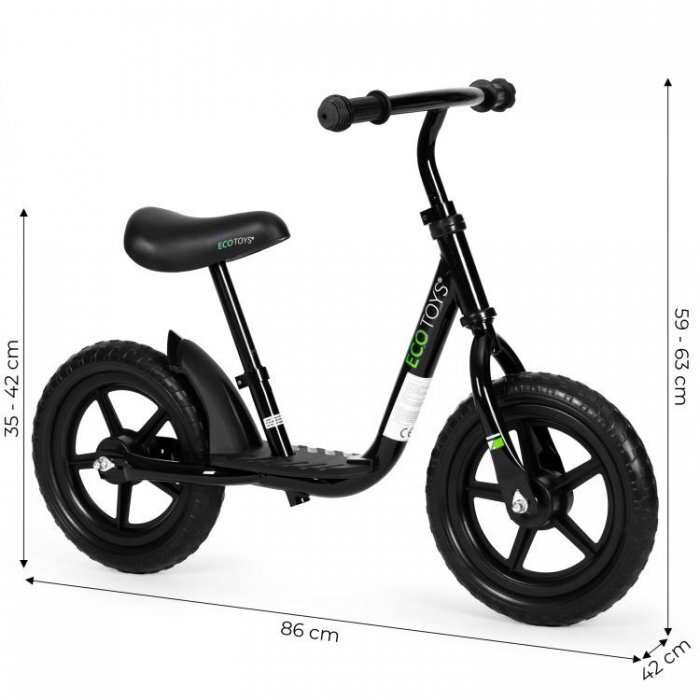 Ecotoys Bicicleta fara pedale EVA JT-BB-05 cu platforma si roti din spuma negru