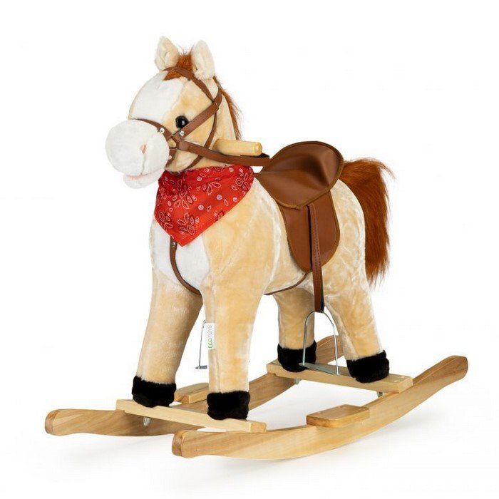 Ecotoys Calut balansoar cu sunete si coada in miscare XL-106 bej