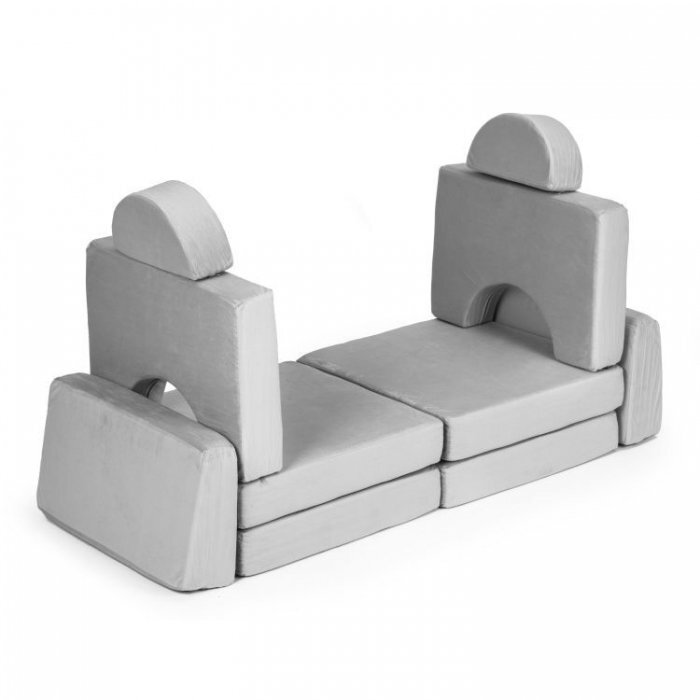Ecotoys Canapea extensibila modulara pentru copii cu 2 locuri formata din 10 piese gri